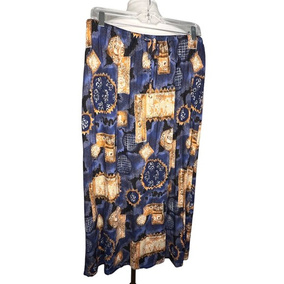 NOTATIONS CLOTHING CO. Women's Skirt Size Large Blue and Orange Geo Print Elasti - Picture 8 of 11